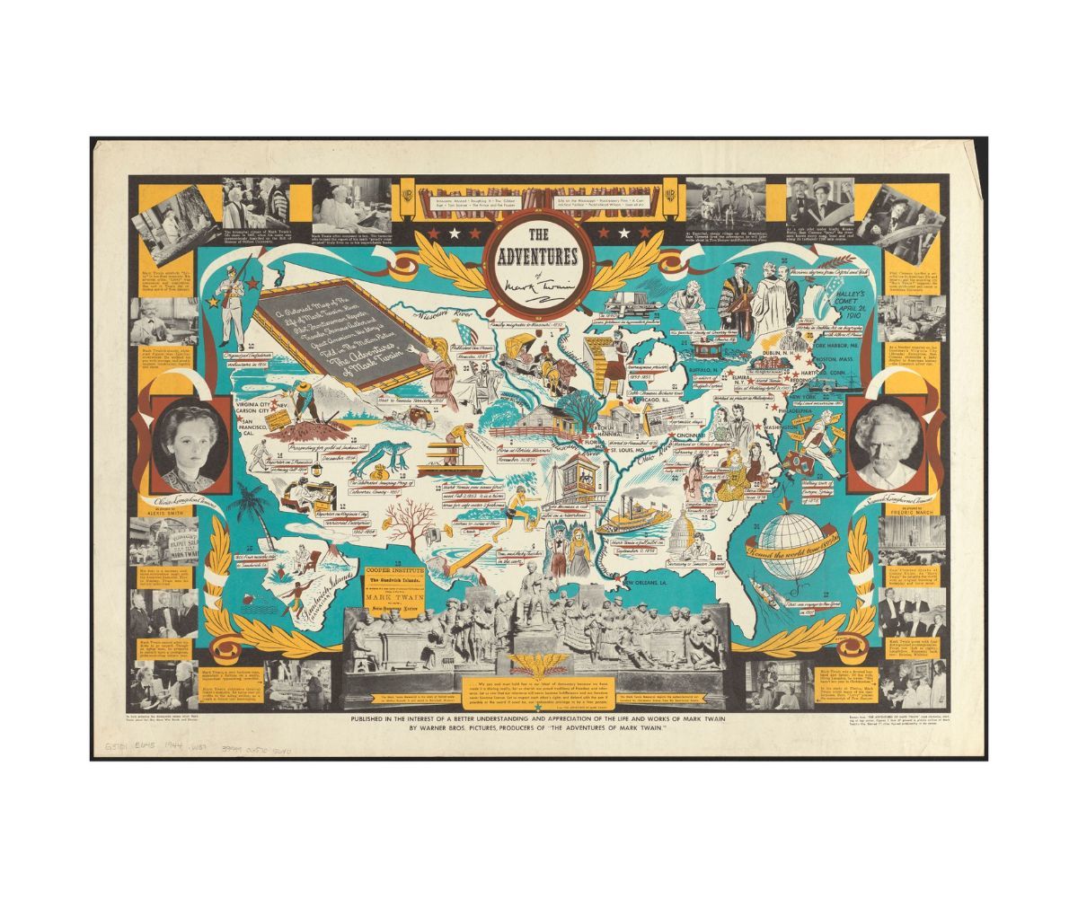 Mark Twain Vintage Picture Map Poster Print 24 x 16 in - $35.75