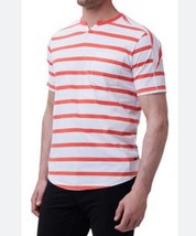 Good Man Mens T-Shirt Orange Popsicle Stripe Notch Neck Pocket 100% Cott... - £18.79 GBP