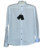 Bugatchi Men&#39;s Classic Blue White Striped Design Cotton Shirt Size US L - £66.02 GBP