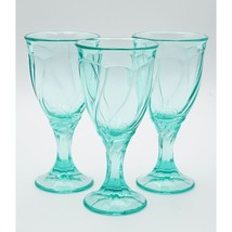Vintage 1990s Noritake Sweet Swirl-Aqua Wine Glasses 6.75&quot; H Set of 3 - £25.23 GBP