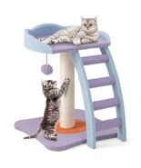 19 Inch Mohair Plush Cat Tree with Ladder and Jingling Ball-Purple - Col... - $39.02