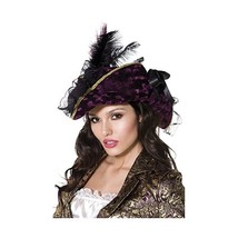 Smiffy&#39;s Fever Marauding Pirate Hat with Feathers and Ribbon - Purple  - £27.63 GBP