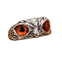 Vintage Alloy Adjustable Owl Ring  - New - Orange Eyes - £10.35 GBP