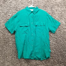 Vintage Christopher &amp; Banks Shirt Women Medium Green Shoulder Padded But... - $8.57