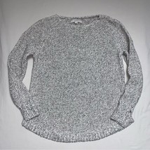LOFT Gray marled marbled sweater Women Large Cozy Soft Winter Minimalist Neutral - £22.42 GBP