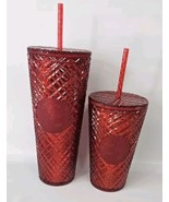 (2) Starbucks Winter Holiday Jeweled Tumbler - Red 24 Oz And 16 Oz Bundle  - $39.55