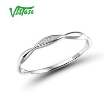 VISTOSO Gold Rings For Women Genuine 14K Yellow/White Gold Ring Shiny Diamond Pr - £83.98 GBP