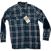 Mens ATG Wrangler Button Down Long Sleeve Utility Plaid Shirt Small Blue &amp; White - £15.48 GBP