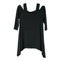 Talk of the Walk Womens Black Cold Shoulder 3/4 Sleeve Tunic Top Size XS - $17.81