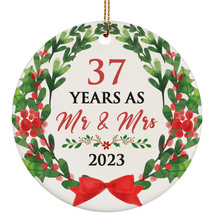 37th Wedding Anniversary Ornament 37 Years As Mr &amp; Mrs Wreath Christmas Gifts - £11.63 GBP