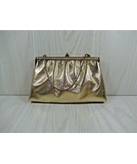 Vintage gold clutch handbag rhinestones clasp small purse evening bag chain - £16.02 GBP