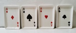 Playing Card Appetizer Snacks Tray Dish Ceramic 4x6 Vintage Aces of Each... - £44.59 GBP