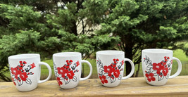 4 China Coventry Makayla Japanese Coffee Cups Mugs New Red Black Cherry Blossom - £21.23 GBP