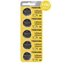 Toshiba CR2016 3V Lithium Coin Cell Battery (100 Batteries) - £51.14 GBP