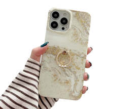 Anymob iPhone Case Khaki Web Gradient Glitter Marble Pattern Ring Holder Stand - £19.29 GBP