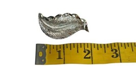 Vtg 2" SIGNED GERRYS LEAF Brooch Pin Textured Silver Tone Metal Costume Jewelry image 2