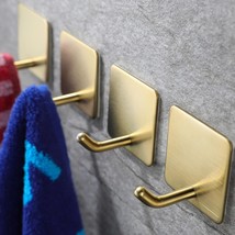 Adhesive Towel Hooks/Bathroom Hook, Gold Self Adhesive Hooks Heavy Duty Coat Hoo - £11.16 GBP