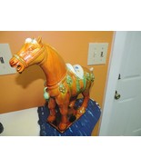 Chinese Mud Horse 13"x12" brown Mudman Mud Man Tang style Sancai drip gl... - $53.99