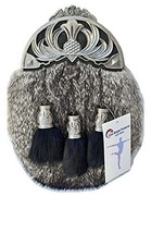 Scottish Kilt White and Grey Rabbit Fur Full Dress Sporran - €77,61 EUR