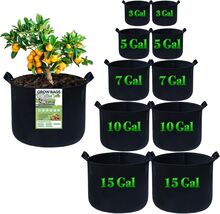 Reusable Fabric Grow Bags - 10-Pack with Heavy-Duty Handles &amp; Easy Mobility - $58.36