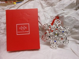Lenox Sparkle/Scroll Snowflake Silverplate Multicolor Crystals Ornament ... - $184.89 MXN