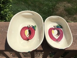 Purinton Slip Ware Apple Oval  Relish Bowls Pickle Set of 2 Pieces - $29.92