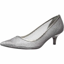 Adrianna Papell Women Kitten Pump Heels Lois US 7.5M Silver Diamond Mesh - £18.79 GBP