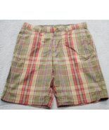 Banana Republic Chino Shorts Mens 35 Multi Plaid Cotton Flat Front Slash... - $18.49