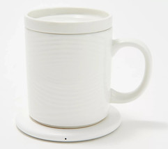 Temp-tations K61162: 14 oz. Ceramic Mug with Warming Base - White Woodland - £29.69 GBP