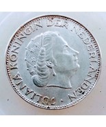 Pièce d&#39;argent de 2,5 florins des Pays-Bas de 1961, KM n° 185, Reine Jul... - $27.37 CAD