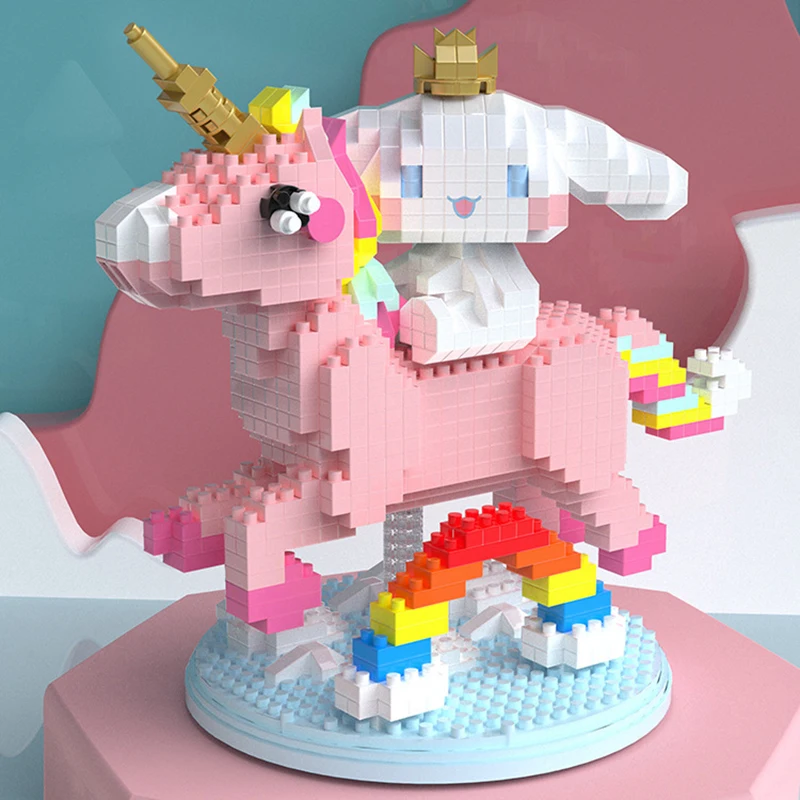 Kawaii Cinnamoroll Micro Building Blocks Sanrio Rainbow Unicorn 3D Model  - £18.80 GBP+
