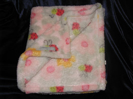 Blankets &amp; And Beyond Baby Girl Lovey Fluffy Plush Fleece Pink Flower Ladybug - £18.60 GBP