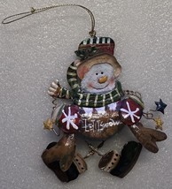 3D Metal Enamel 5&quot; Snowman &quot;Let It Snow&quot; Large Ornament - Christmas Decoration - £7.77 GBP