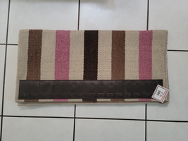 Casa Zia New Zealand Wool Saddle Blanket NEW Tan Pink Brown Tan Pink 32x32 - $79.99