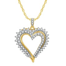 1.50CT Real Moissanita 14K Oro Amarillo Chapado Compromiso Colgante Corazón 18&quot; - £76.69 GBP