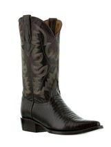 Mens Western Cowboy Leather Boots Brown Lizard Pattern J Toe Botas Vaquero - £89.51 GBP