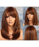 Human hair Blend Wig Face Framing Razor Cut Auburn mix Heat Safe Full Ba... - $1,678.11 MXN