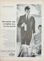 Vintage Dacron Polyester 1959 Print Ad Man And Woman Relaxing With Cocktails - £4.40 GBP