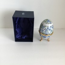 Porcelain Floral Egg Shape  Gold Footed Trinket box - £7.05 GBP