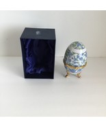 Porcelain Floral Egg Shape  Gold Footed Trinket box - $8.90