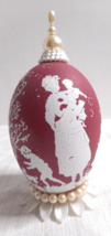 Hand Painted/Decorated Craft Wooden Egg Shape Shelf Decoration Mom-Kids Pattern - £11.15 GBP