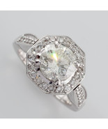 1.91 Karat Rund Diamant Halo 18k Weiss Gold Verlobung Ringgröße 5 GIA Ze... - $9,599.72