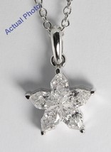 18k White Gold Pear Diamond Flower Pendant (0.89 Ct,G Color,I1 Clarity) - £2,400.80 GBP