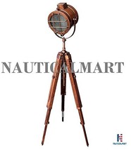 Royal Decor Brown Antique Nautical Search Light With Wooden Tripod - £155.43 GBP