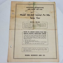 Vintage Sears Roebuck 283.1841 Internal Air Mix Spray Gun Instructions P... - $11.00