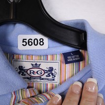 R&amp;G Robert Graham Blue Men L Short Sleeve Cotton Polo Shirt Contrast Collar - £10.28 GBP