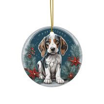 Bluetick Coonhound Dog Christmas Ornament, 3&quot; Ceramic, Two Sided, Glossy, Blueti - £13.51 GBP