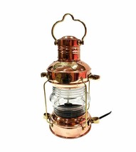Nautical Maritime 14&quot; Ship Lanterns Brass &amp; Copper Anchor Oil Lamp Lanterns  - £81.79 GBP