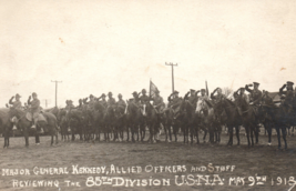 WWI 85th Division 170th Regiment Flag RPPC US Army Officers Horses World War 1 - £52.79 GBP