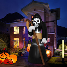 8 FT Halloween Inflatable Reaper Animated Skeleton Ghost Decoration w/ Scythe - £67.12 GBP